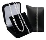 Kit Corrente + Pulseira Grumet Italiana 2mm Prata 925