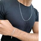 Kit Correntinha 70cm Masculina Fininha e Pulseira Prata 925