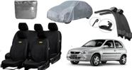 Kit Corsa 1995-2010: Capa de Couro, Capa de Cobrir e Limpador de Parabrisa Essencial