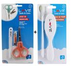 Kit Cortador de Unha, Tesoura, Lixa, Pente e Escova 5 Peças - Love
