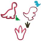 Kit Cortador Pasta Americana Biscoito Festa Infantil Dinossauro Baby Cute Pescoço TRex Pegada 3 PÇ