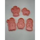 Kit Cortadores de Biscoito Natal (8cm) com Puxadores Rosa Natividade ou Verde Clássico