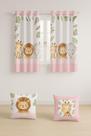 Kit Cortina 2m + 2 Capa De Almofada Decoração Quarto Infantil - Mundo Safari