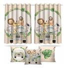 Kit Cortina + 3 Capas Almofadas Infantil Safari Baby 05