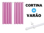 Kit Cortina Com Varão 2 Metros Casa Nova Tecido Oxford