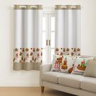 Kit Cortina de Natal 2,00 x1,50 4 Capa de Almofada Decoração Enfeites de Natal, Cozinha, Sala