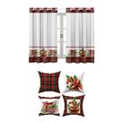 Kit Cortina Natalina 3 metros + 4 capa de Almofada Decoração Enfeites de Natal, Sala, Quarto