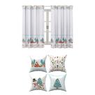 Kit Cortina Natalina 3 metros + 4 capa de Almofada Decoração Enfeites de Natal, Sala, Quarto