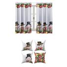 Kit Cortina Natalina 3,00 x 2,20 E 4 Capa de Almofada Decoração Enfeites de Natal, Cozinha, Sala