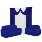 Kit Cortina Paris 4 Metros+Capa De Sofá 3 e 2 Lugares 21 Elástico Jogo Malha gel