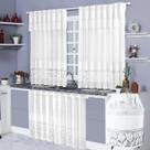 Kit Cortinas de Cozinha Renda Cortina Janela 1,20x2,20m - Cort Pia 0,80x1,50m + Capa de Botijão Decoração Tulipa Branca