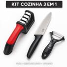 Kit Cozinha 3 Peças Oasis Faca Frutas Descascador Afiador Lâmina Cerâmica Inox Kit Cozinha 3 Peças Oasis Faca Frutas Descascador Afiador Lâmina Cerâmica Inox