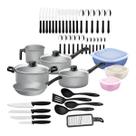 Kit Cozinha 47 Peças Panelas Talheres Utensílios Cinza Revestimento Antiaderente Tramontina