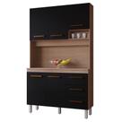 Kit Cozinha 5 Portas 3 Gavetas 120 Cm Vitoria Savana Preto Mobbs