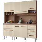 Kit Cozinha 9 Portas 4 Gavetas 180 Cm Vitoria Savana Off White Mobbs