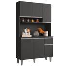 Kit Cozinha Alessia 105cm 6 Portas 1 Gaveta Cinza