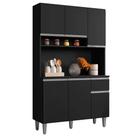 Kit Cozinha Alessia 105cm 6 Portas 1 Gaveta Preto