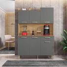 Kit Cozinha Ambiente Gênova 6 Portas Freijó Gris - Kits Paraná