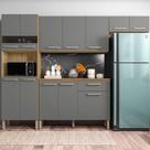 Kit Cozinha Ambiente Versalhes 4 Peças Freijó Gris - Kits Paraná Kit Cozinha Ambiente Versalhes 4 Peças Freijó Gris - Kits Paraná