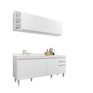 Kit Cozinha Balcão e Aéreo com Nicho 180cm C/ Tampo - Vallisa Decor