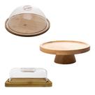 Kit Cozinha Bambu Queijeira 23cm Manteigueira Prato Com Pé