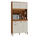 Kit Cozinha Ceara 5 Portas 1 Gavetas Nogueira Madeira Natura Off White Atualle