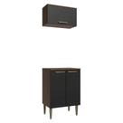 Kit Cozinha com Armário Aéreo e Balcão 60 cm Rustic/Preto Lille Madesa