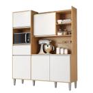 Kit Cozinha Compacta 160cm com 5 Portas 1 Gaveta Isabel Amêndoa / Branco - AJL Móveis
