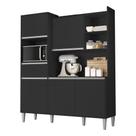 Kit Cozinha Compacta 160cm com 5 Portas 1 Gaveta Isabel Preto - AJL Móveis