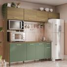 Kit Cozinha Compacta 258cm 8 portas 1 Gaveta com Tampo Kappesberg - Nogueira/Verde Oliva Kit Cozinha Compacta 258cm 8 portas 1 Gaveta com Tampo Kappesberg - Nogueira/Verde Oliva