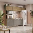 Kit Cozinha Compacta 258cm 8 portas 1 Gaveta Kappesberg - Nogueira/Fendi Kit Cozinha Compacta 258cm 8 portas 1 Gaveta Kappesberg - Nogueira/Fendi
