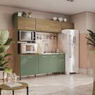 Kit Cozinha Compacta 258cm 8 portas 1 Gaveta Kappesberg - Nogueira/Verde Oliva Kit Cozinha Compacta 258cm 8 portas 1 Gaveta Kappesberg - Nogueira/Verde Oliva
