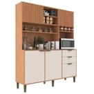 Kit Cozinha Compacta 5 Portas 2 Gavetas Ripado Freijó/Off White - Melissa