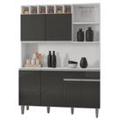 Kit Cozinha Compacta Alice 130cm Com 6 Portas e 1 Gaveta Branco Cinza Escuro - Abmaza Kit Cozinha Compacta Alice 130cm Com 6 Portas e 1 Gaveta Branco Cinza Escuro - Abmaza