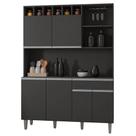 Kit Cozinha Compacta Alice 130cm Com 6 Portas e 1 Gaveta Cinza Escuro - Abmaza Kit Cozinha Compacta Alice 130cm Com 6 Portas e 1 Gaveta Cinza Escuro - Abmaza