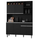 Kit Cozinha Compacta Alice 130cm Com 6 Portas e 1 Gaveta Preto Fosco - Abmaza Kit Cozinha Compacta Alice 130cm Com 6 Portas e 1 Gaveta Preto Fosco - Abmaza