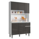 Kit Cozinha Compacta Márcia 105cm Com 6 Portas e 1 Gaveta Branco Cinza Escuro - Abmaza
