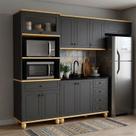 Kit Cozinha Compacta Modulada 4 Peças MDF 280cm Joy Yescasa Preto/Natural Kit Cozinha Compacta Modulada 4 Peças MDF 280cm Joy Yescasa Preto/Natural
