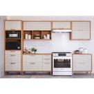 Kit Cozinha Completa 6 Peças Eloise (3Aéreos+2Balcões+1Paneleiro) CZ023 Freijo/Off White - MGM