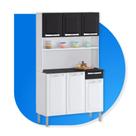 Kit Cozinha de Aço Compacta Itatiaia Rose 6 Portas e 1 Gaveta Branco e Preto