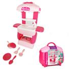 Kit Cozinha de Brinquedo Portátil Vira Maleta Infantil Rosa