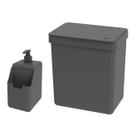 Kit Cozinha Dispenser Porta Detergente Lixeira 2,5L Single Chumbo - Coza Kit Cozinha Dispenser Porta Detergente Lixeira 2,5L Single Chumbo - Coza