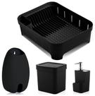 Kit Cozinha Escorredor De Louças + Lixeira 2,5L + Dispenser Detergente + Porta Sacolas - Ou