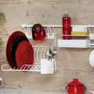 Kit Cozinha Escorredor Louça Suspenso Porta Temperos Branco