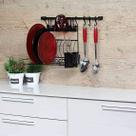 Kit Cozinha Escorredor Louça Suspenso Porta Temperos Preto