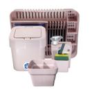 Kit Cozinha Escorredor Louças + Porta Talheres + Dispenser Detergente + Lixeira Pia