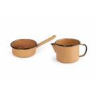 Kit Cozinha Esmaltado Panela Papeiro 1.1L e Caneca c Bico 1L Cor:Marrom