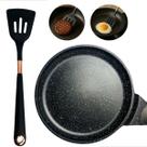 Kit Cozinha Frigideira Antiaderente Espátula De Silicone Preta Com Detalhe Rose Gold Frita Sem Óleo