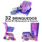 Kit Cozinha Infantil Carrinho Caixa Geladeira Microondas 32p Kit Cozinha Infantil Carrinho Caixa Geladeira Microondas 32p