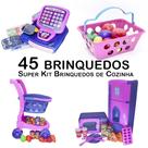 Kit Cozinha Infantil Carrinho Caixa Geladeira Microondas 45p Kit Cozinha Infantil Carrinho Caixa Geladeira Microondas 45p